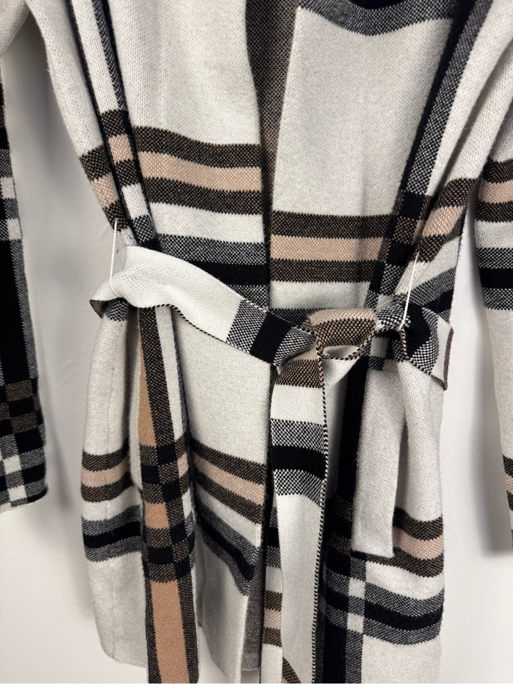 Christian Siriano Plaid Hooded Wrap Cardigan Sweater M - Picture 5 of 15